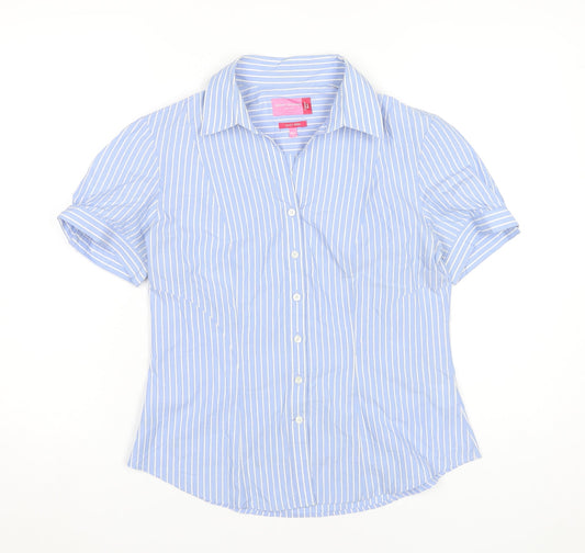 Brook Taverner Women’s Blue Striped Button-Up Shirt Size 12