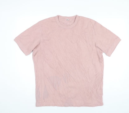 Uniqlo Men's Pink L Short Sleeve Crew Neck Cotton Blend T-Shirt