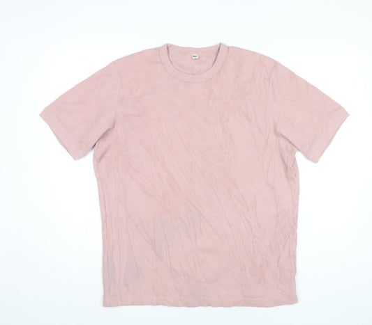 Uniqlo Men's Pink L Short Sleeve Crew Neck Cotton Blend T-Shirt