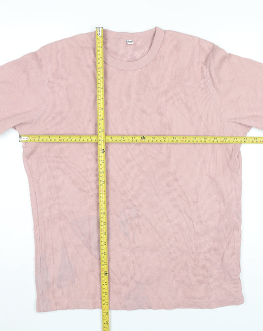 Uniqlo Men's Pink L Short Sleeve Crew Neck Cotton Blend T-Shirt