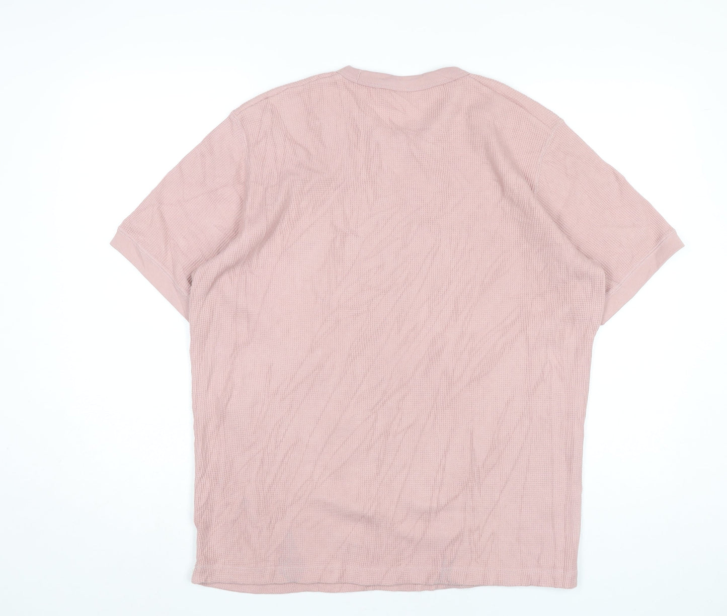 Uniqlo Men's Pink L Short Sleeve Crew Neck Cotton Blend T-Shirt