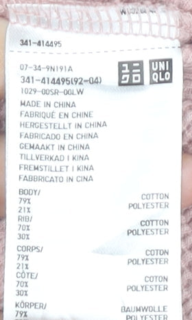 Uniqlo Men's Pink L Short Sleeve Crew Neck Cotton Blend T-Shirt