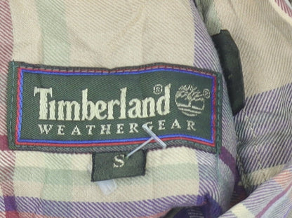 Timberland Mens Small Beige Purple Plaid Button-Up Shirt