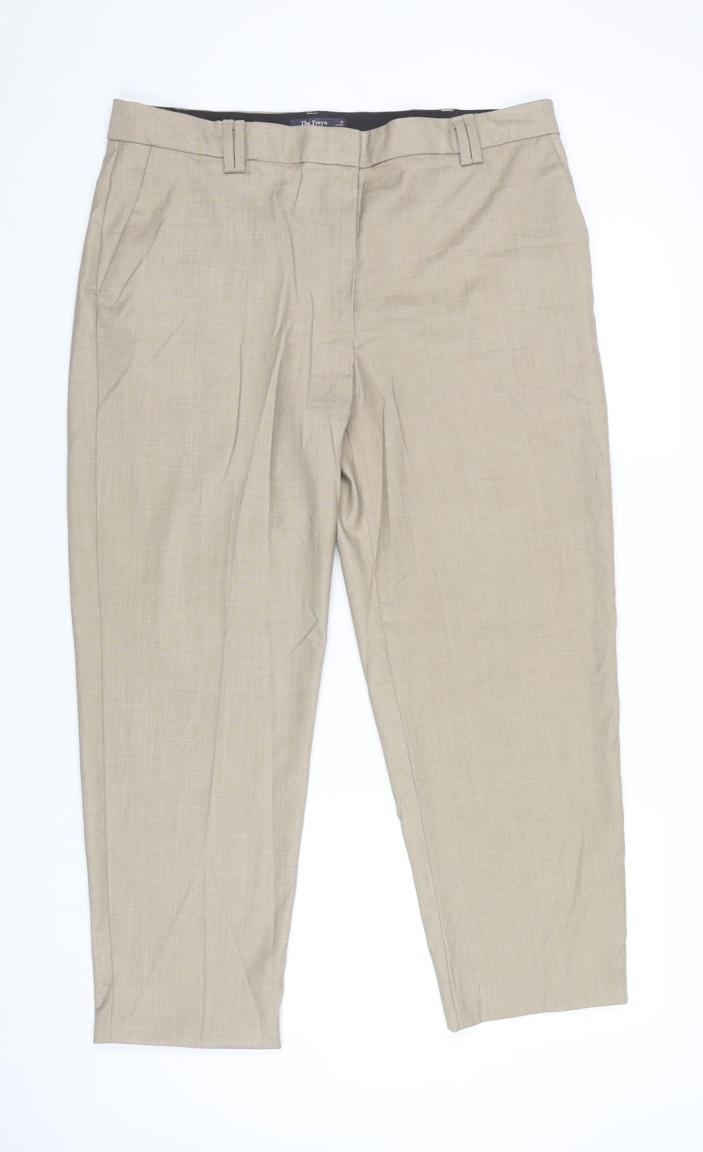 Womens UK Size 16 Marks and Spencer Regular Fit Dress Pants Beige Trousers