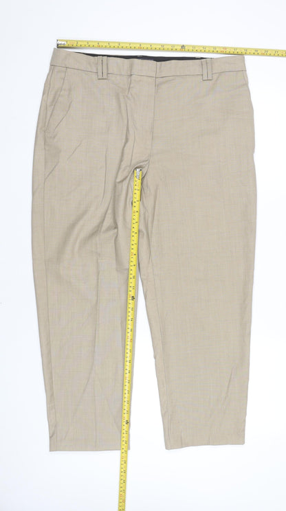 Womens UK Size 16 Marks and Spencer Regular Fit Dress Pants Beige Trousers