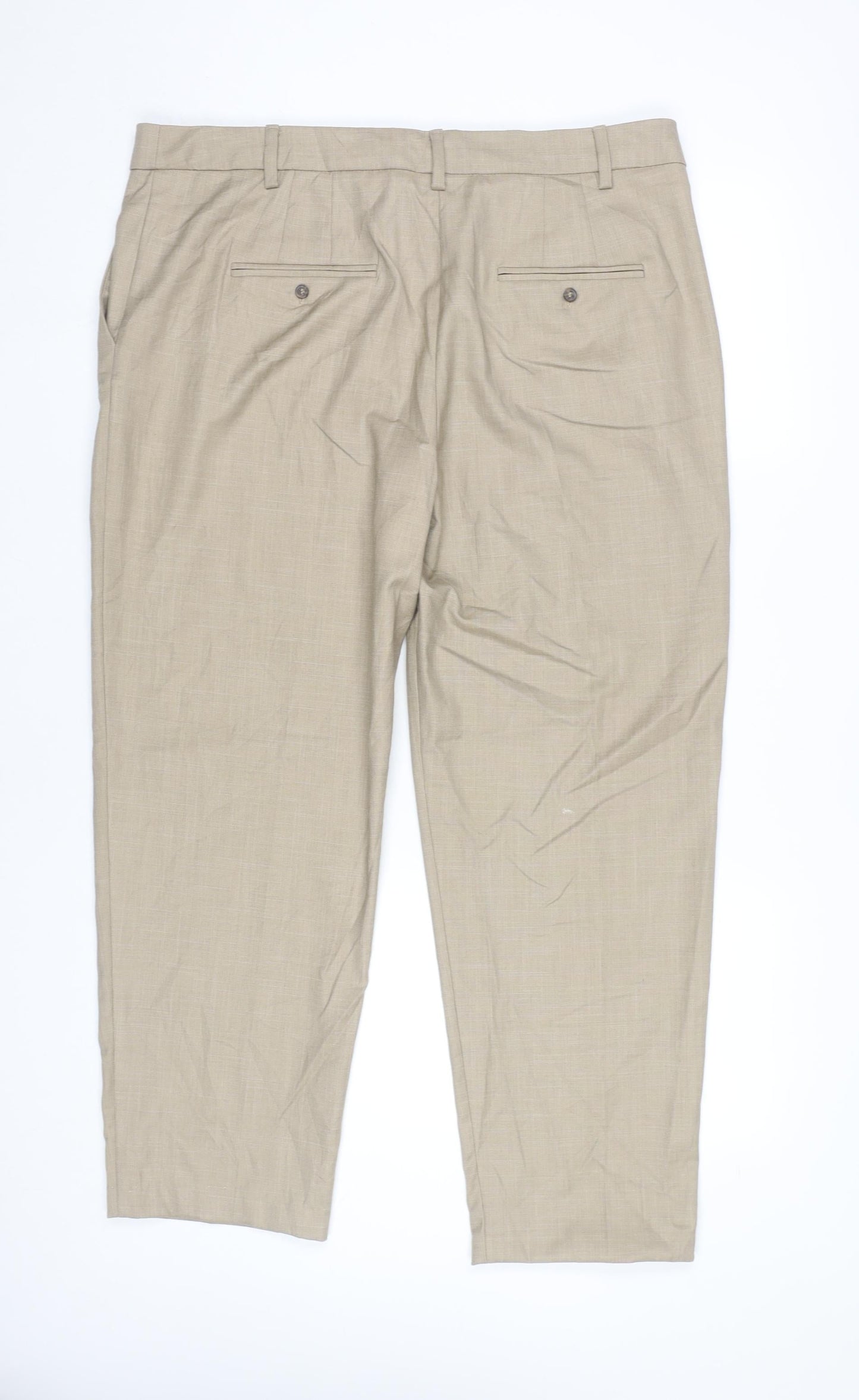 Womens UK Size 16 Marks and Spencer Regular Fit Dress Pants Beige Trousers