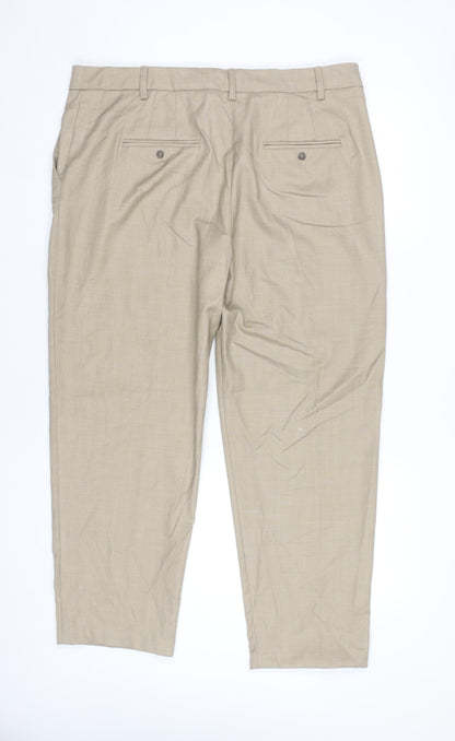 Womens UK Size 16 Marks and Spencer Regular Fit Dress Pants Beige Trousers