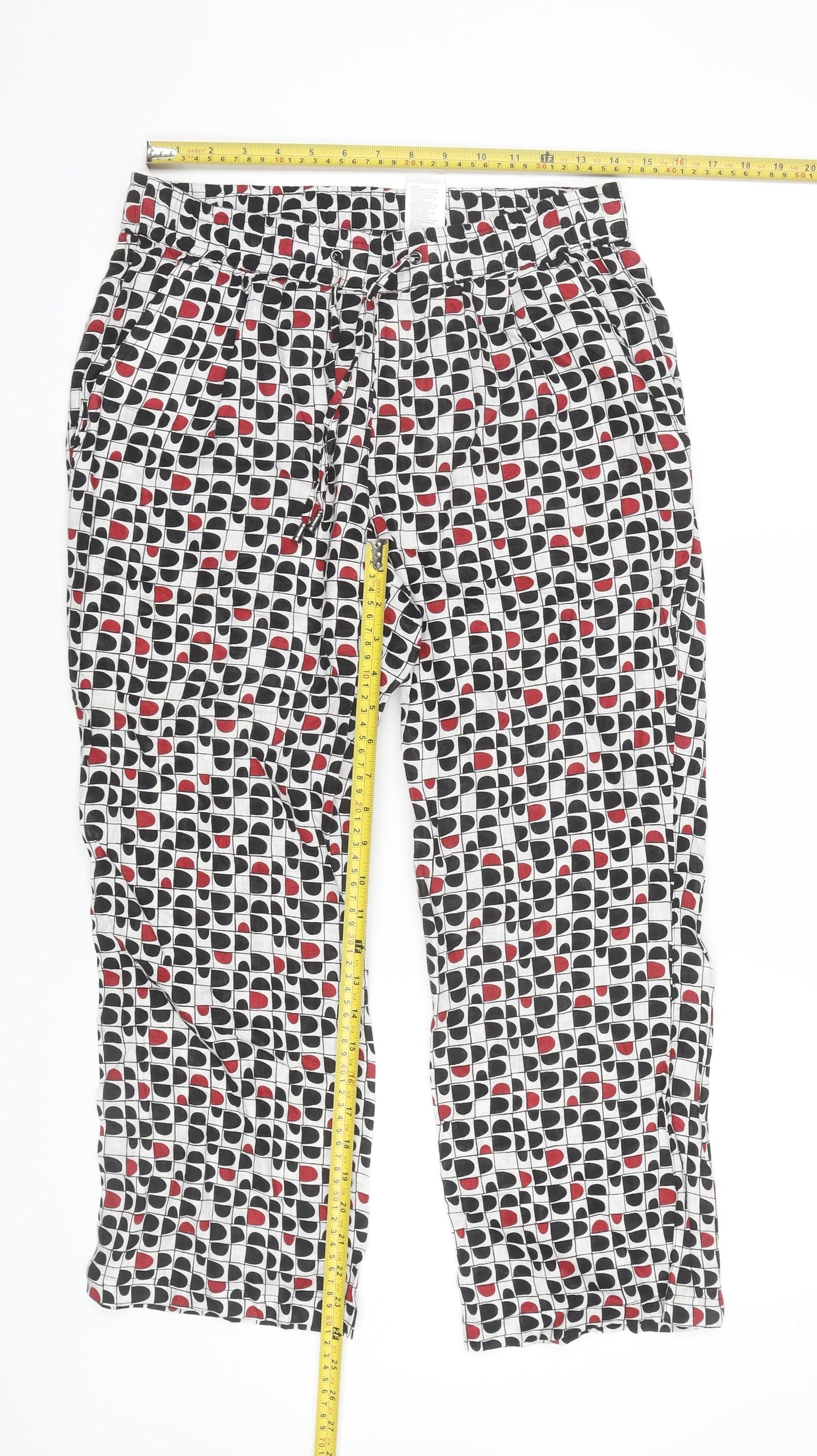 Barbara Lebek Womens Multicoloured Linen Trousers Size 12