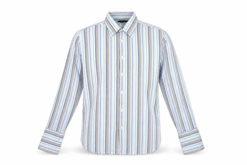 Next Men’s Blue Striped Cotton Dress Shirt XL Long Sleeve