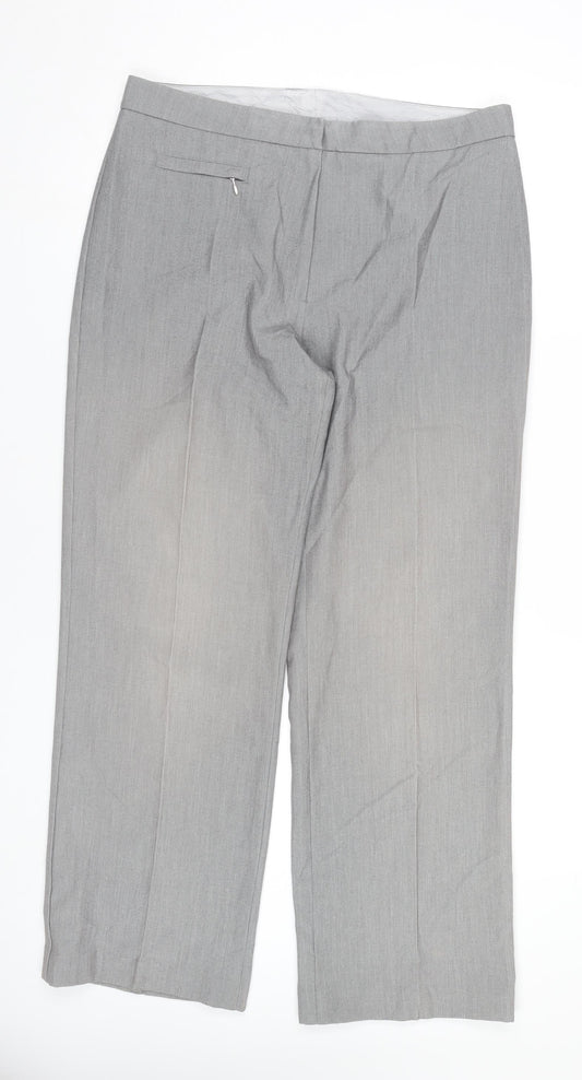 Womens UK Size 14 Marks and Spencer Regular Fit Dress Pants Grey Trousers