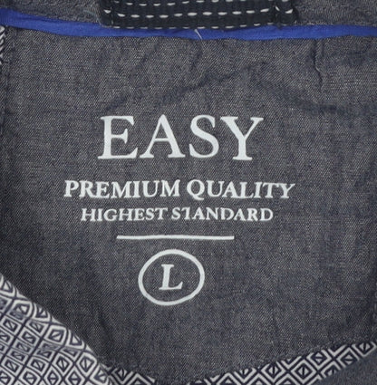 EASY Men’s Blue Cotton Polo Shirt Size L Short Sleeve Casual