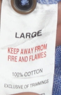 EASY Men’s Blue Cotton Polo Shirt Size L Short Sleeve Casual