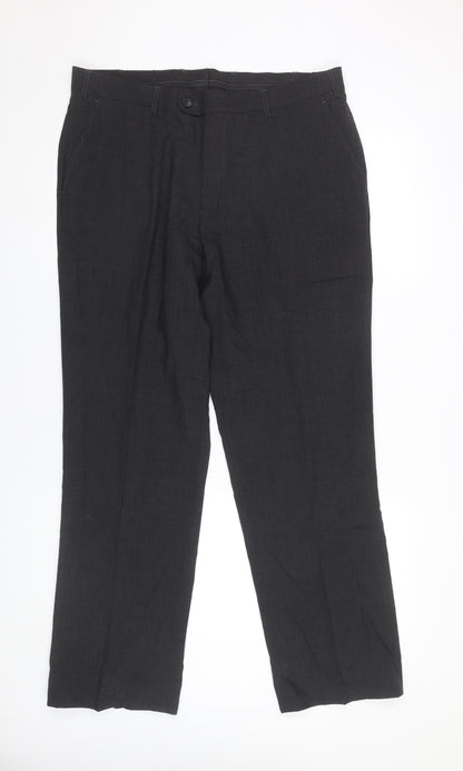 Skopes Mens Black Classic Fit Wool Blend Dress Pants Trousers 36R