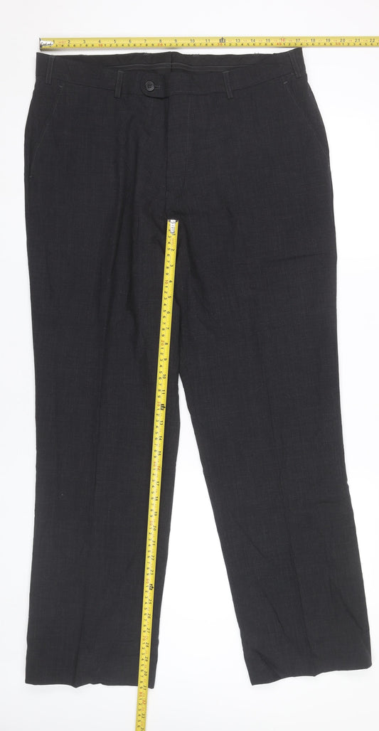 Skopes Mens Black Classic Fit Wool Blend Dress Pants Trousers 36R