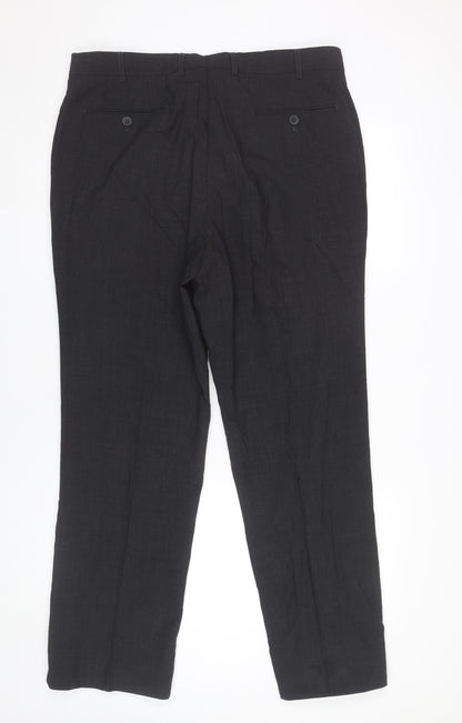 Skopes Mens Black Classic Fit Wool Blend Dress Pants Trousers 36R