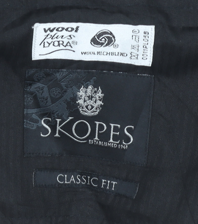 Skopes Mens Black Classic Fit Wool Blend Dress Pants Trousers 36R