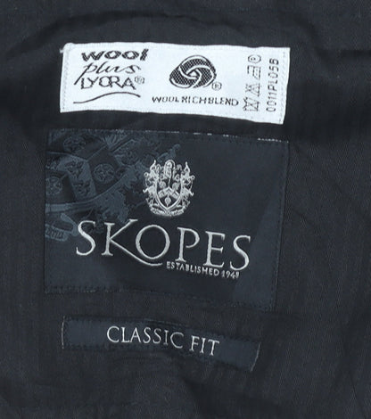 Skopes Mens Black Classic Fit Wool Blend Dress Pants Trousers 36R