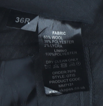 Skopes Mens Black Classic Fit Wool Blend Dress Pants Trousers 36R