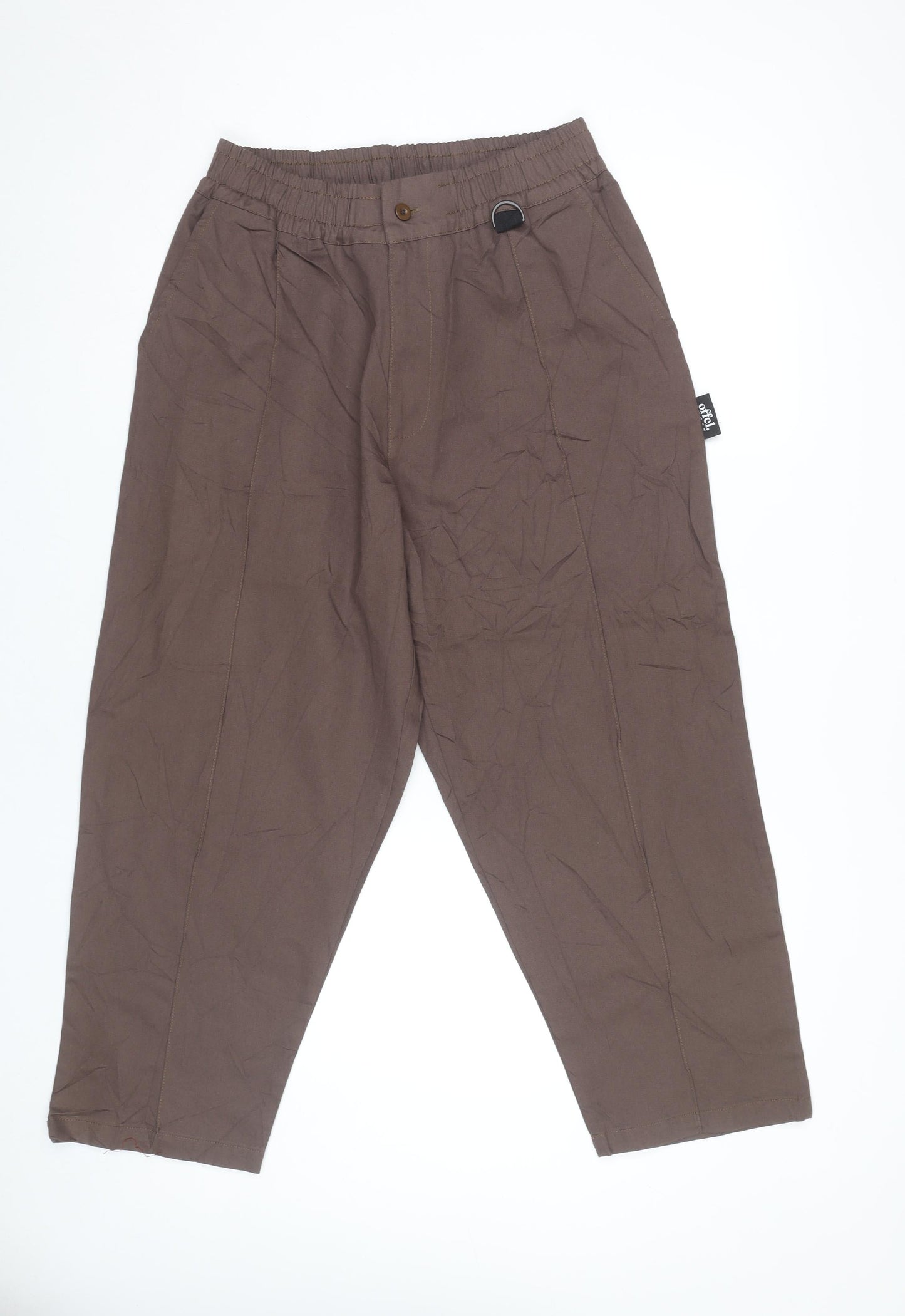 boohooMAN Men’s Brown Cotton Chino Trousers Size S Regular Fit
