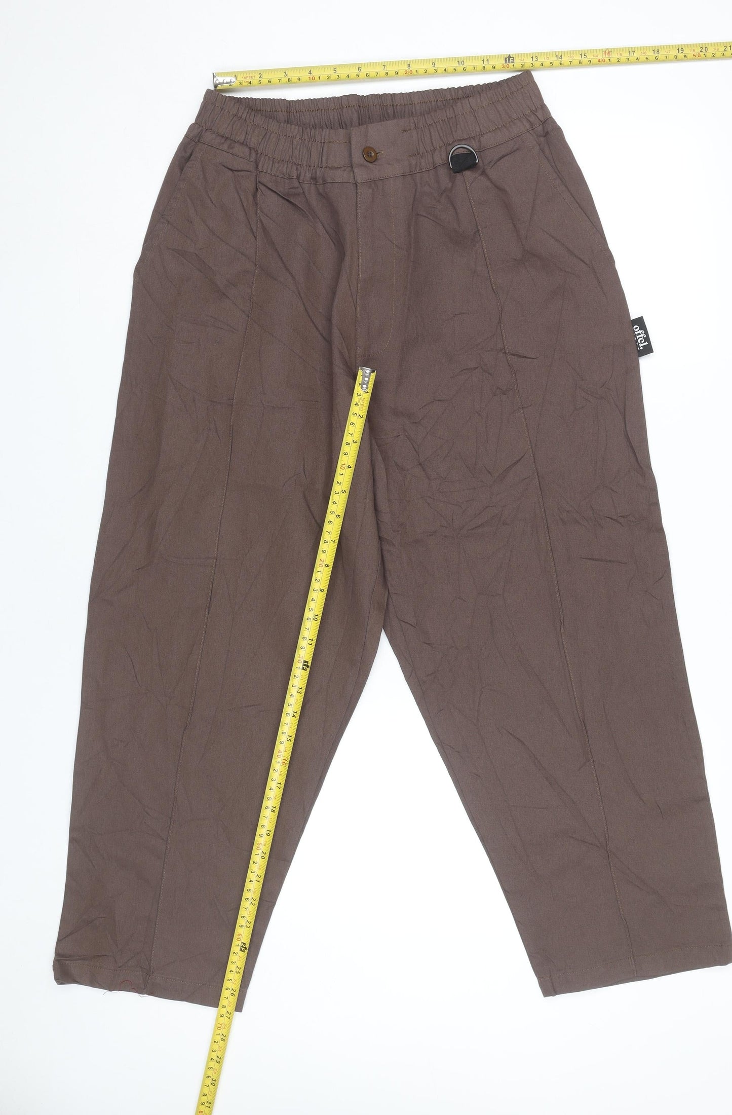 boohooMAN Men’s Brown Cotton Chino Trousers Size S Regular Fit