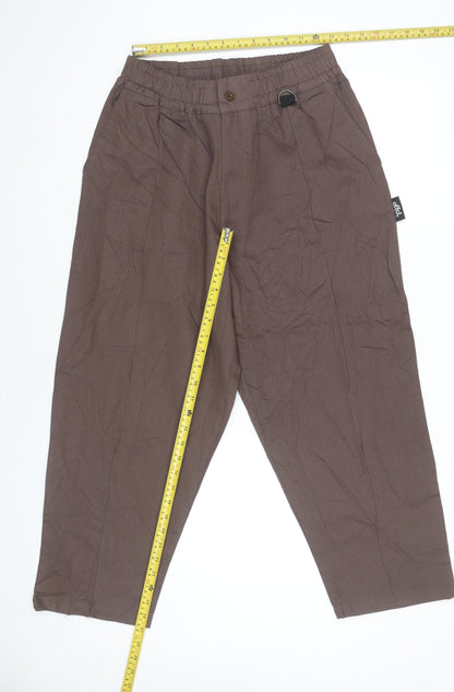 boohooMAN Men’s Brown Cotton Chino Trousers Size S Regular Fit
