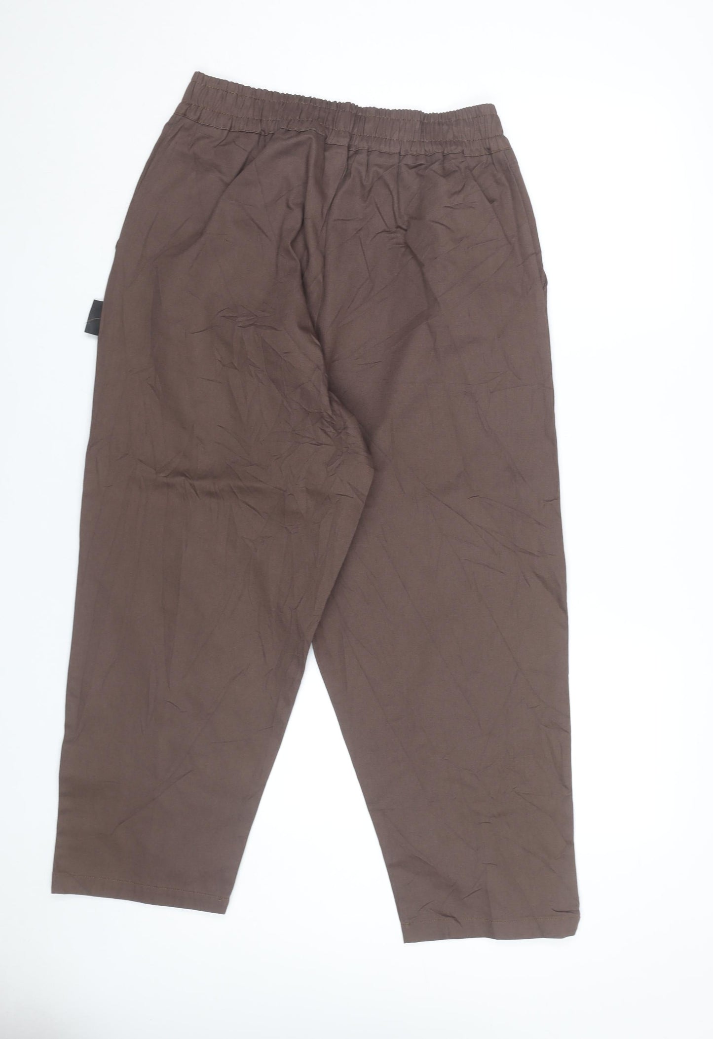 boohooMAN Men’s Brown Cotton Chino Trousers Size S Regular Fit