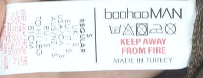 boohooMAN Men’s Brown Cotton Chino Trousers Size S Regular Fit