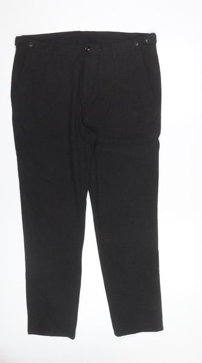Zara Men Black 36in Regular Fit Dress Pants Trousers