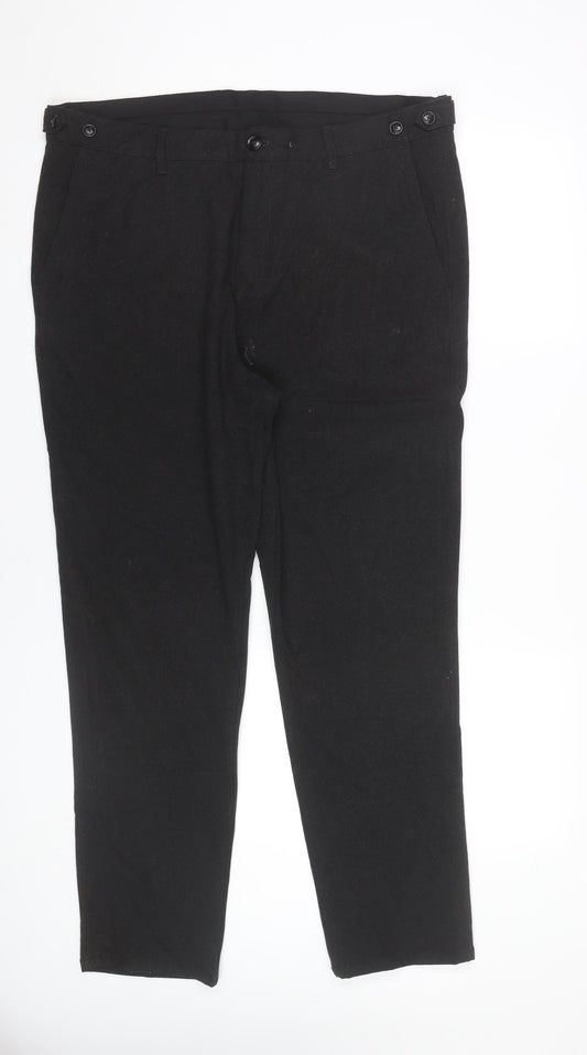 Zara Men Black 36in Regular Fit Dress Pants Trousers