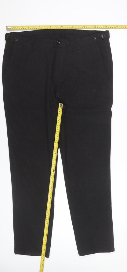 Zara Men Black 36in Regular Fit Dress Pants Trousers
