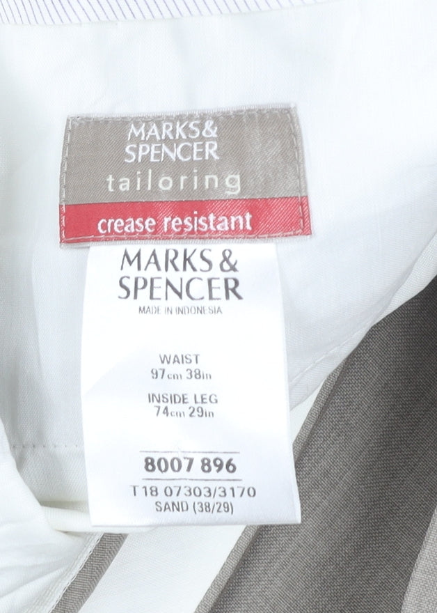 Marks and Spencer Mens Beige Dress Pants Size 38W 29L Polyester