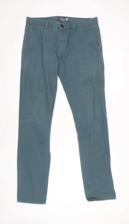 Topman Men’s Green Chino Trousers Size L 34W 32L Straight Fit