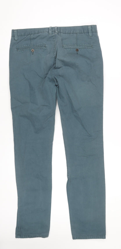 Topman Men’s Green Chino Trousers Size L 34W 32L Straight Fit