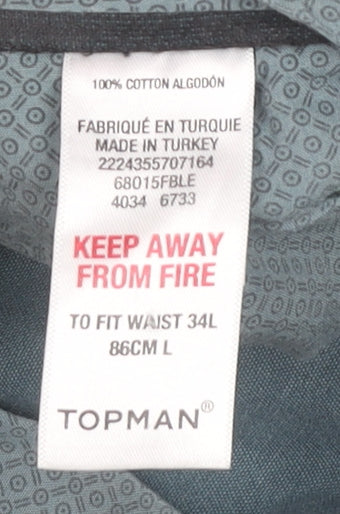 Topman Men’s Green Chino Trousers Size L 34W 32L Straight Fit