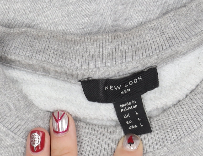 New Look Unisex Adults Grey Pullover Sweatshirt L Crew Neck