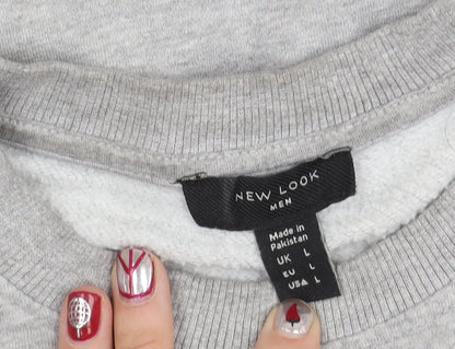 New Look Unisex Adults Grey Pullover Sweatshirt L Crew Neck