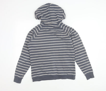 TOG24 Womens Grey Stripe Hoodie Size 8 Cotton Blend Pullover