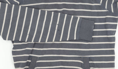 TOG24 Womens Grey Stripe Hoodie Size 8 Cotton Blend Pullover