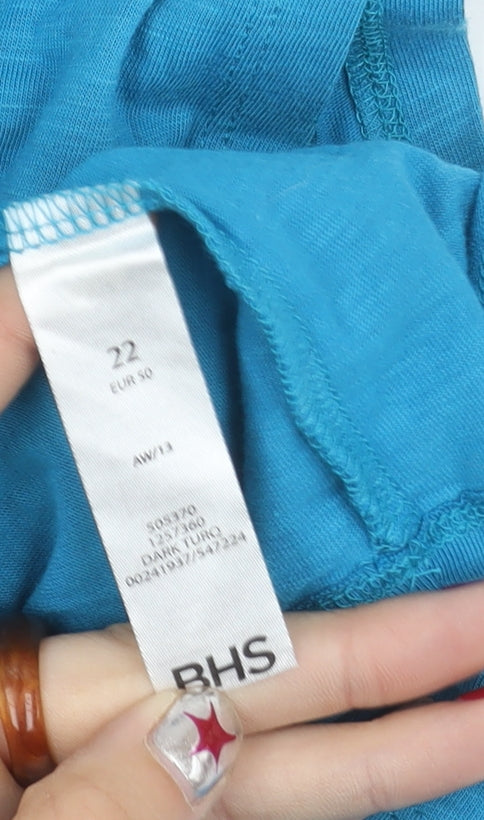 Womens UK Size 22 BHS Blue Basic T-Shirt