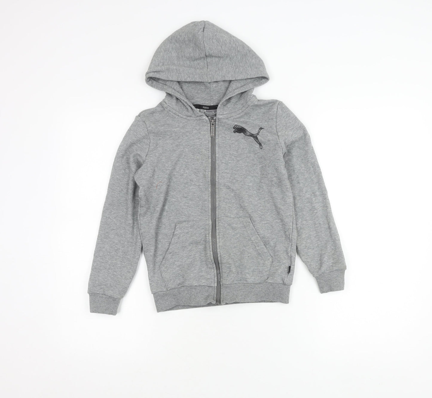 Puma Boys Grey 9-10 Years Zip Hoodie Jacket Cotton Blend
