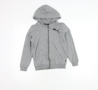 Puma Boys Grey 9-10 Years Zip Hoodie Jacket Cotton Blend