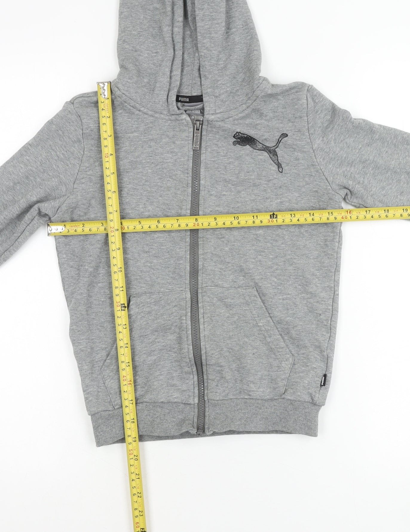 Puma Boys Grey 9-10 Years Zip Hoodie Jacket Cotton Blend