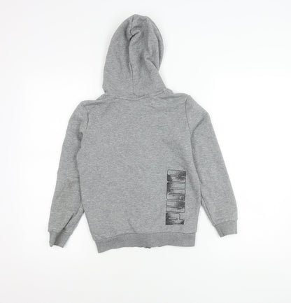 Puma Boys Grey 9-10 Years Zip Hoodie Jacket Cotton Blend
