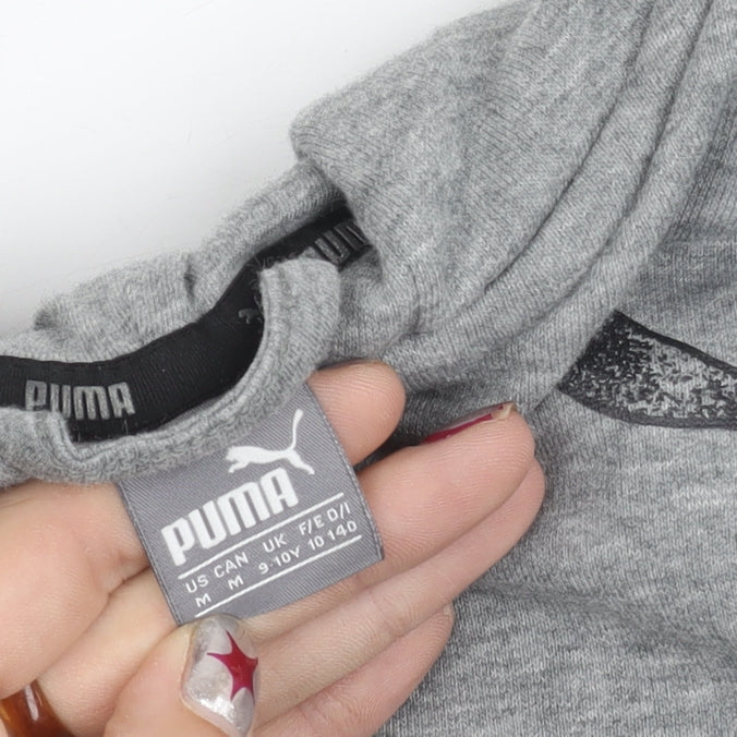 Puma Boys Grey 9-10 Years Zip Hoodie Jacket Cotton Blend