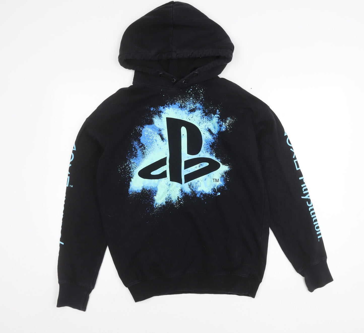 H&M Boys Black PlayStation Hoodie 13-14 Years Pullover Graphic Print