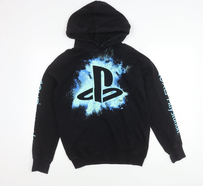 H&M Boys Black PlayStation Hoodie 13-14 Years Pullover Graphic Print