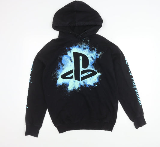 H&M Boys Black PlayStation Hoodie 13-14 Years Pullover Graphic Print