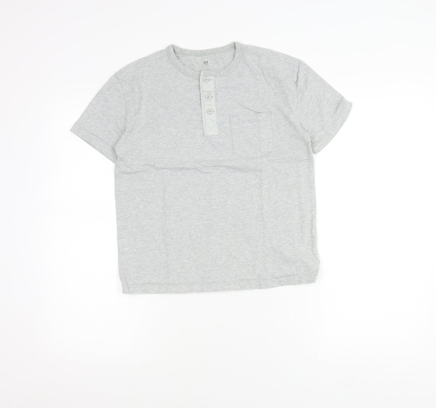 GAP Kids Boys Grey Short Sleeve Henley T-Shirt 10-11 Years