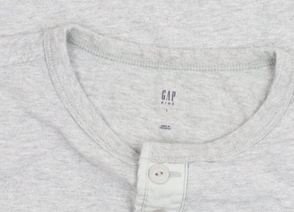 GAP Kids Boys Grey Short Sleeve Henley T-Shirt 10-11 Years