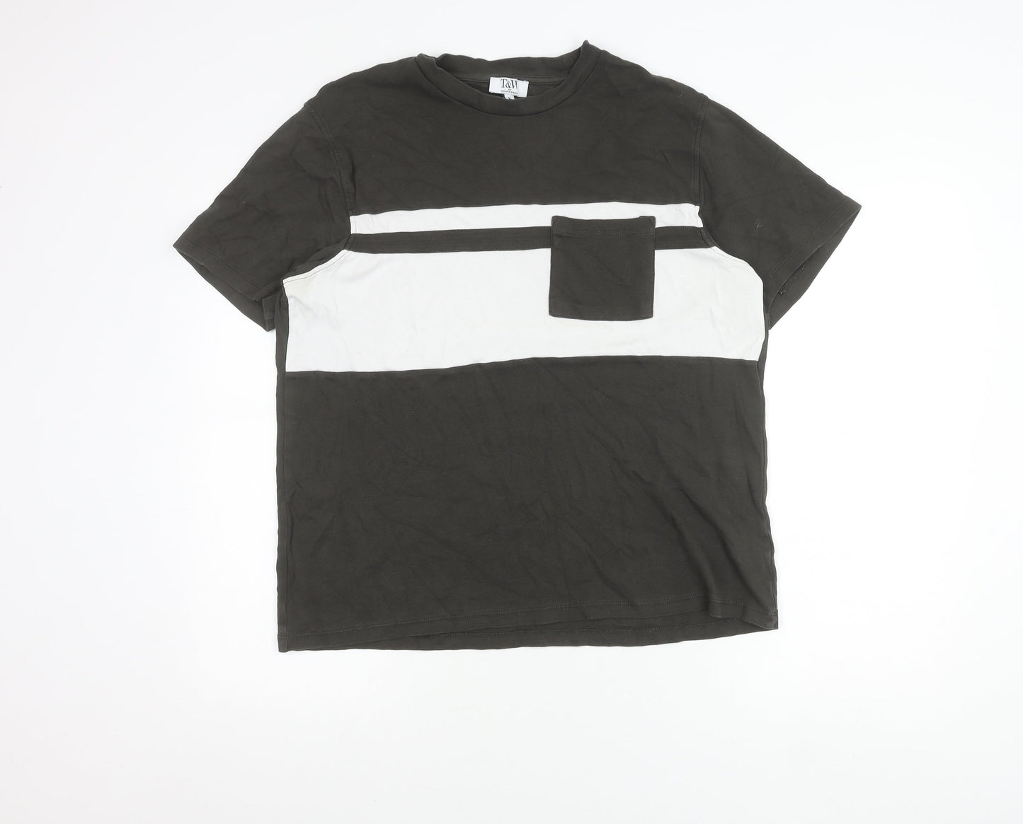 Taylor & Wright Men's Black White Colourblock Cotton T-Shirt L